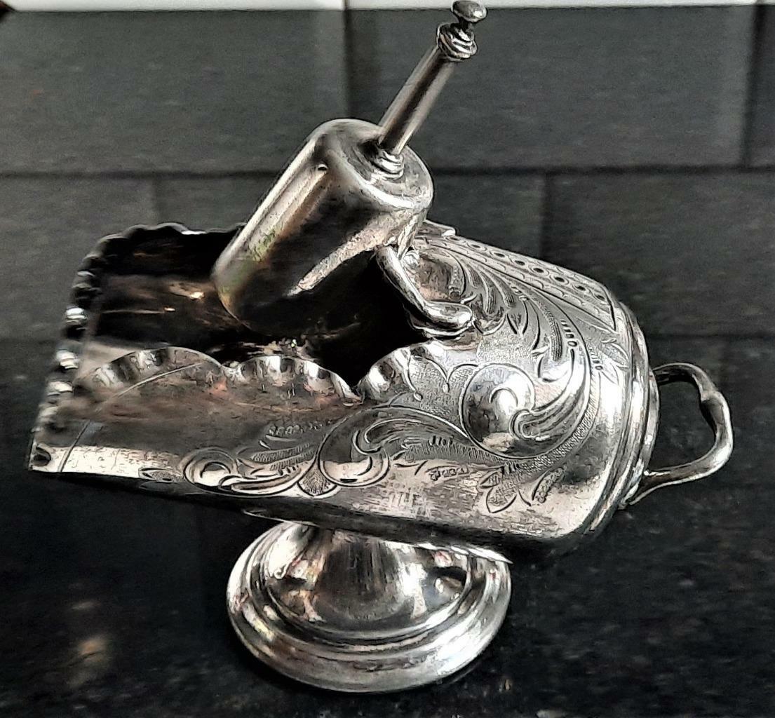 Beautiful Antique Silver Plated Sugar Helmet Shaped Sugar Scuttle with Scoop