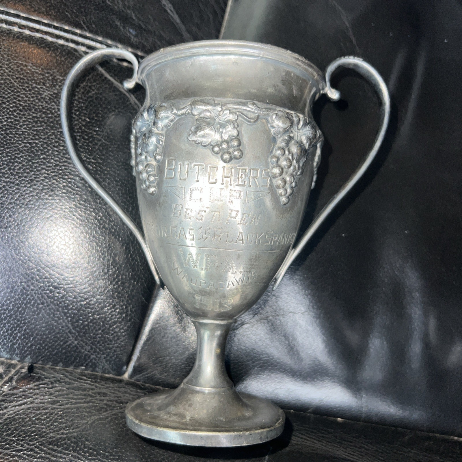Very Rare 1913 Antique Homan Silver Waupaca WI Wis Trophy Cup local fair Poultry