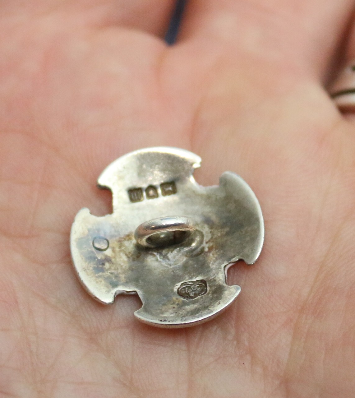 Antique sterling solid silver art noveau buckle & button set Goldsmiths 1907