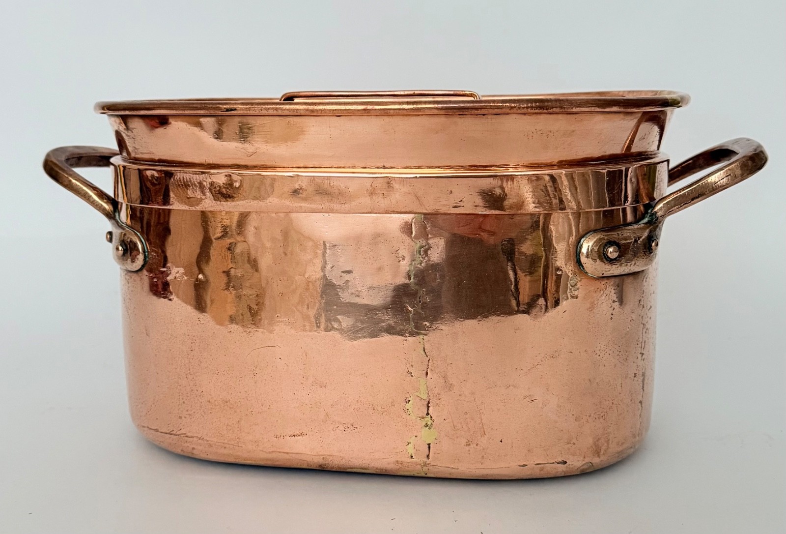 Large 18thC French Copper Daubière Dovetailed Handmade Braisière Casserole
