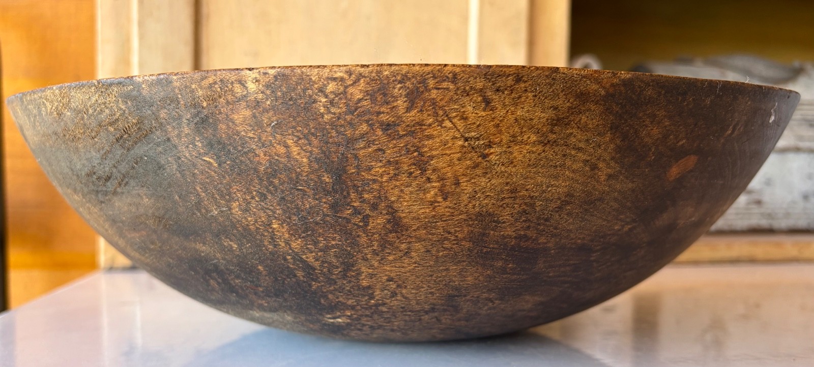 Antique Out of Round (Oval) Primitive Farmhouse 13” Dough Bowl from Virginia