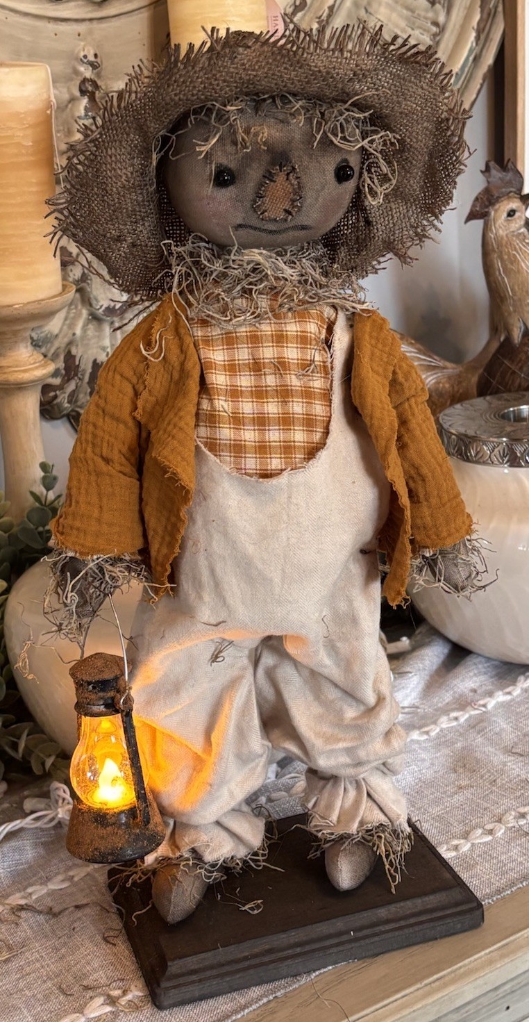 Primitive Handmade Scarecrow, Fall, Doll Folk Art Hand Painted