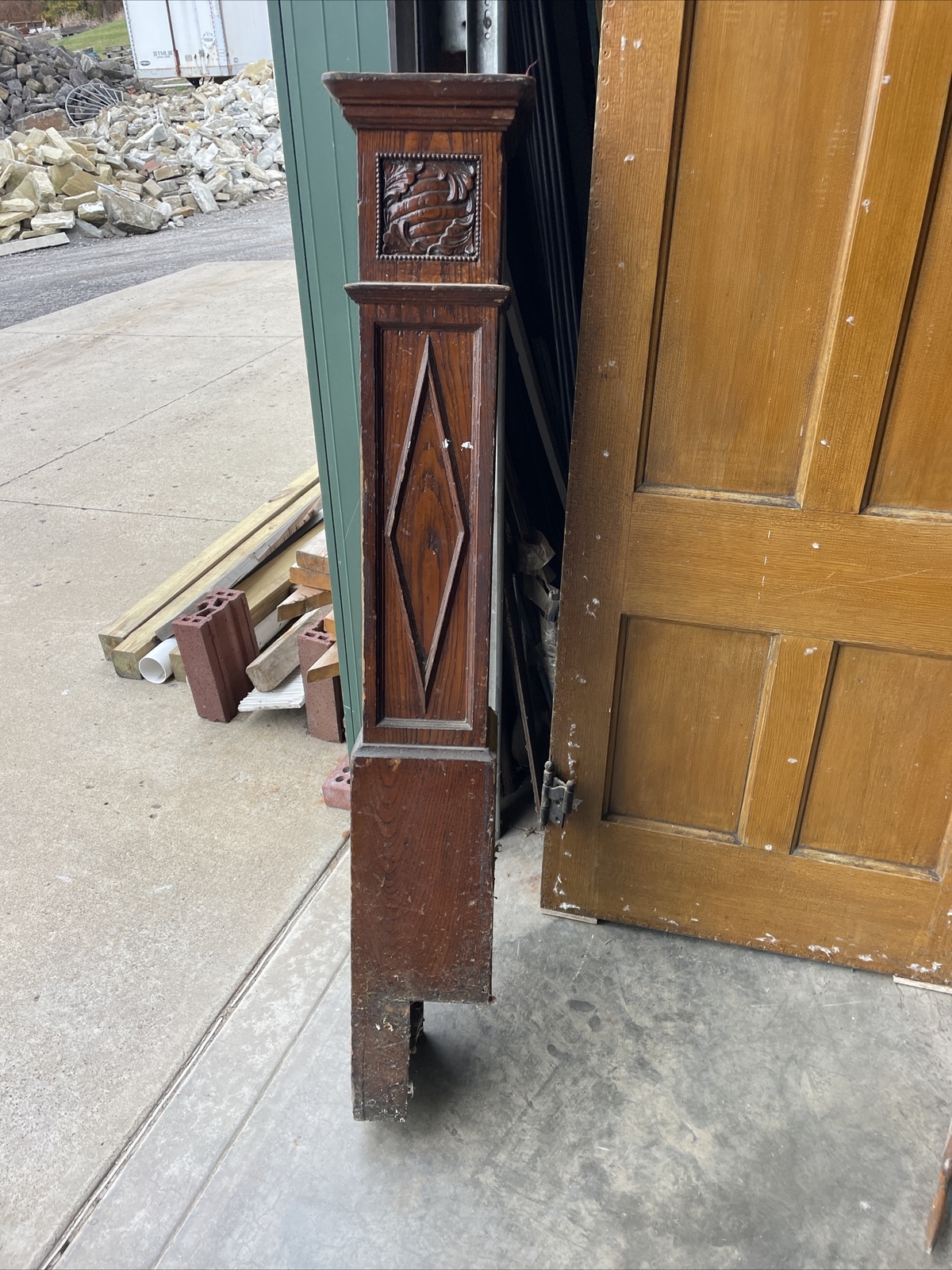 Bova antique carved Newell post 8 x 8 x 40.25