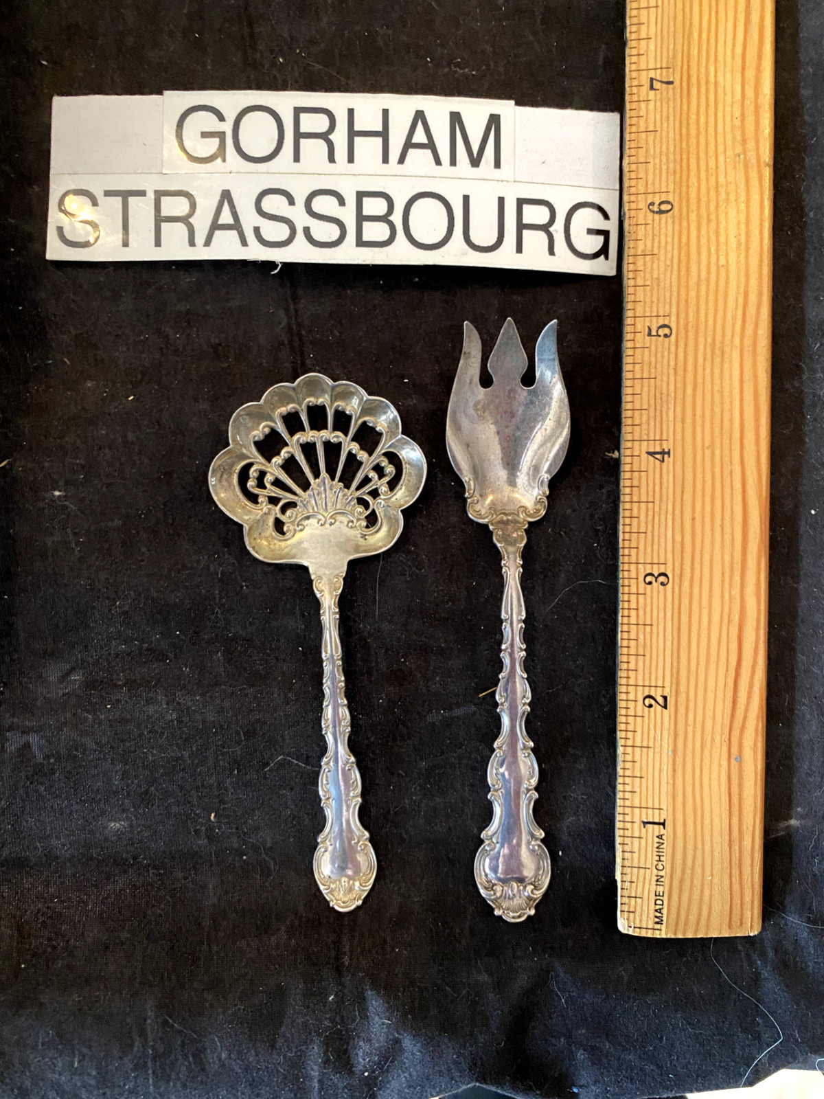 STRASBOURG STERLING SILVER 2 PIECES NOT MONOGRAMMED ICE CREAM FORK AND BONBON