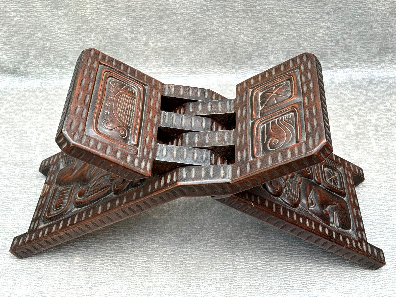 HONDURAS WOOD CARVING STOOL BENCH CHAIR AZTEC MAYAN CHIEF GOD TRIBAL SCULPTURE