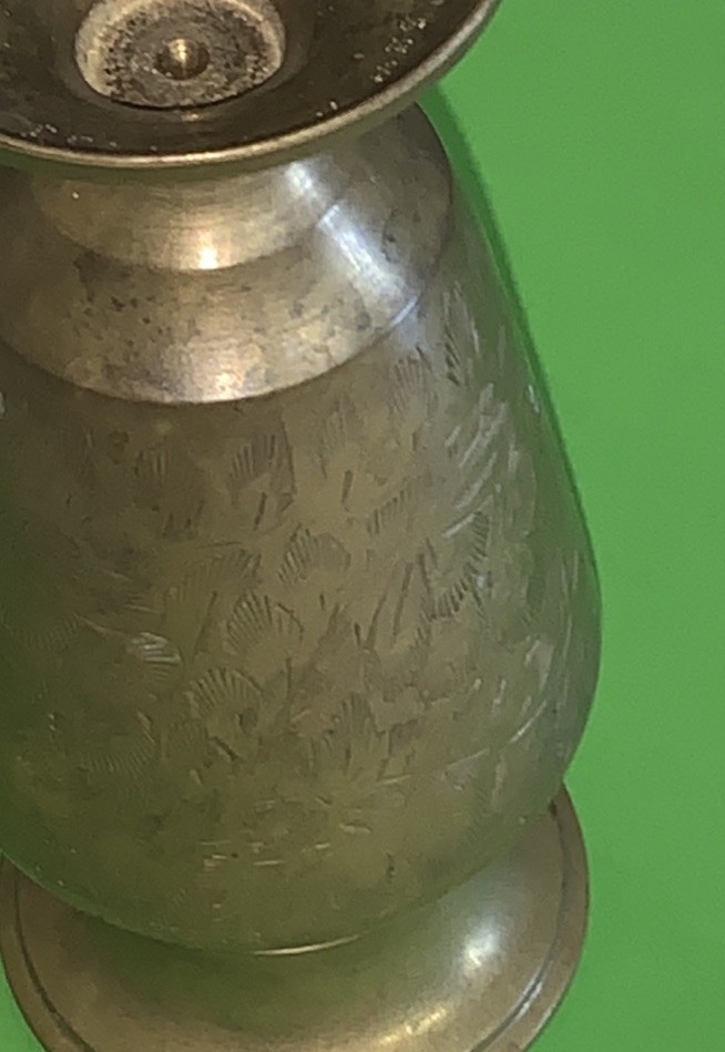 Antique/Vintage Brass Flower Vase Etched Pattern HandMade Stamped Sew India 143J