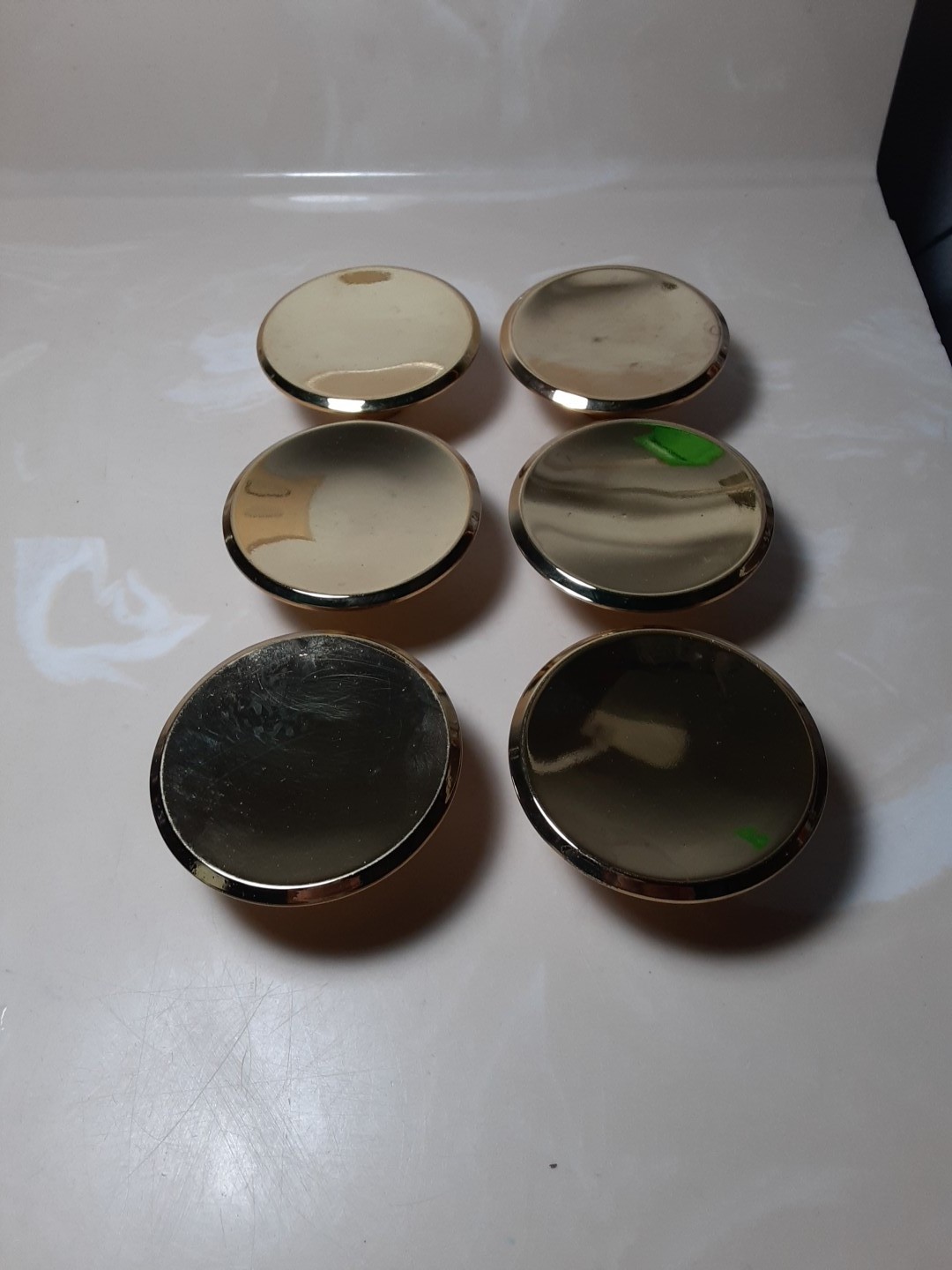 6 Vtg National Lock Die Cast Large 2 1/2″ Disk Drawer Pulls Knobs W/boxes #R264