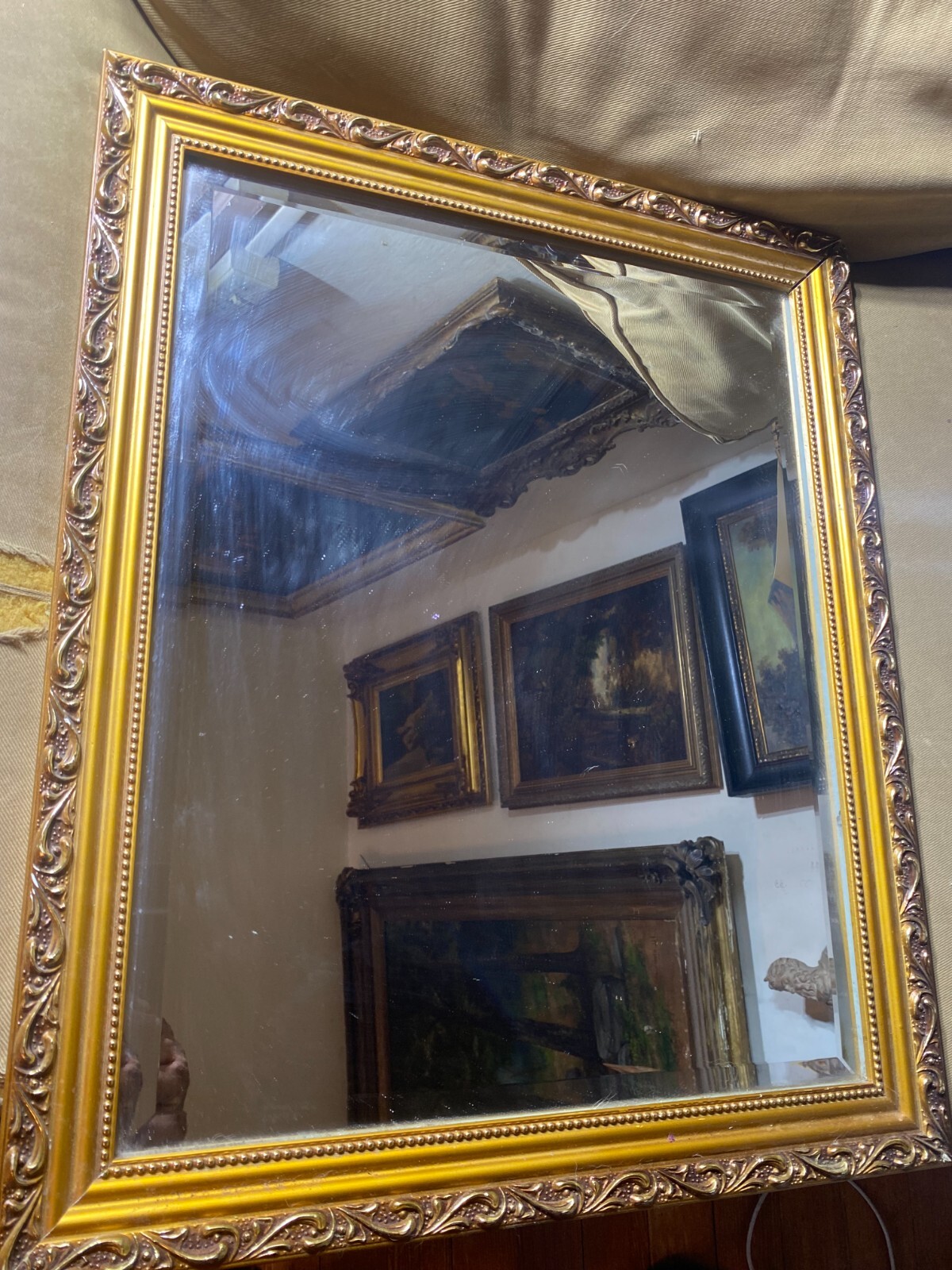 Gold Tone Framed Rectangular Mirror – 19.0″ W x 23.0″ L x 1.0″ D