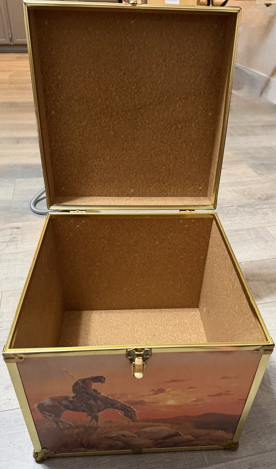 M. Caroselli Western Lockable Storage Chest Trunk Wood/Metal Trim 15x15x14
