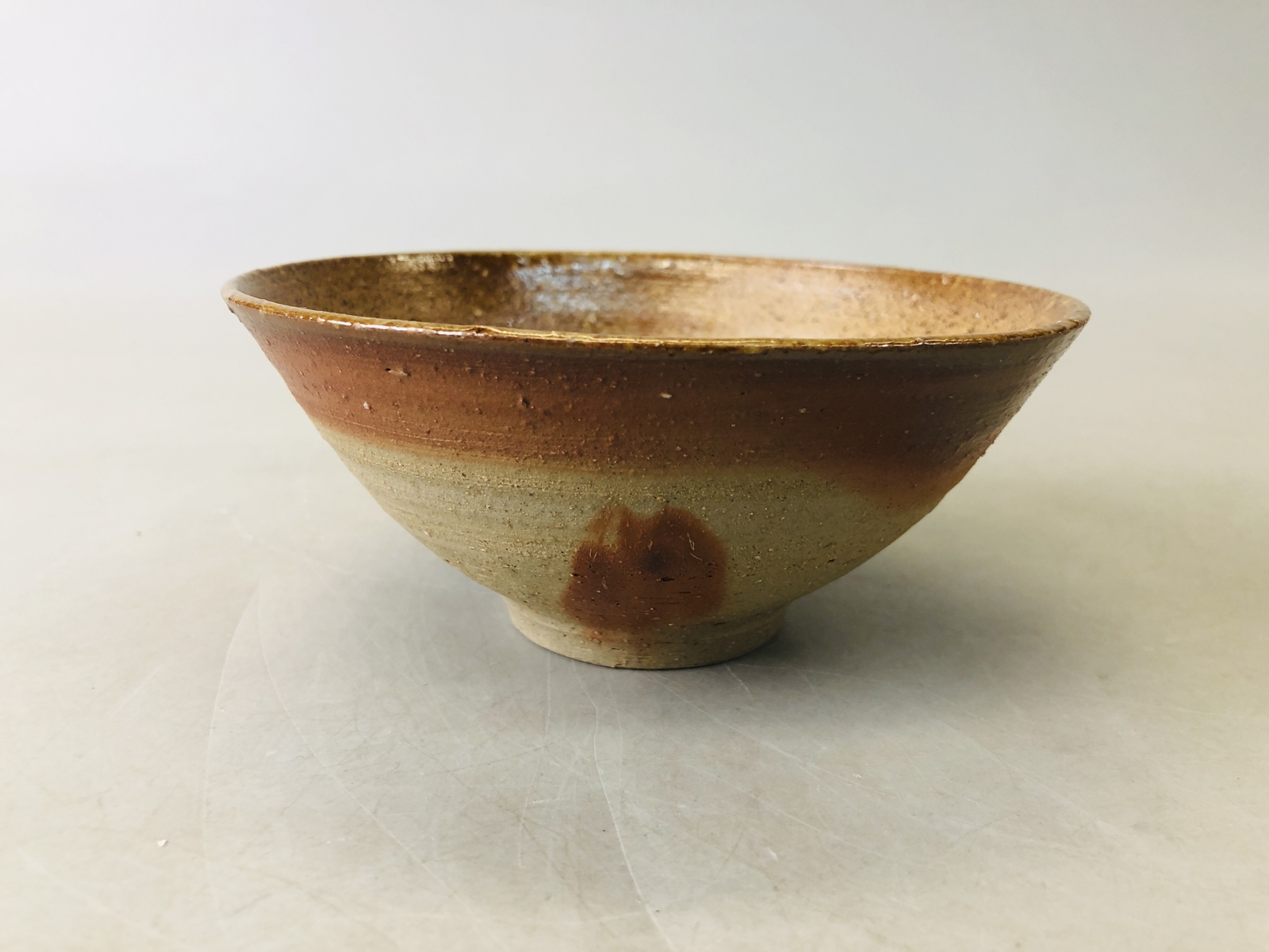 Y6697 CHAWAN Bizen-ware signed Japan antique tea ceremony pottery bowl cup