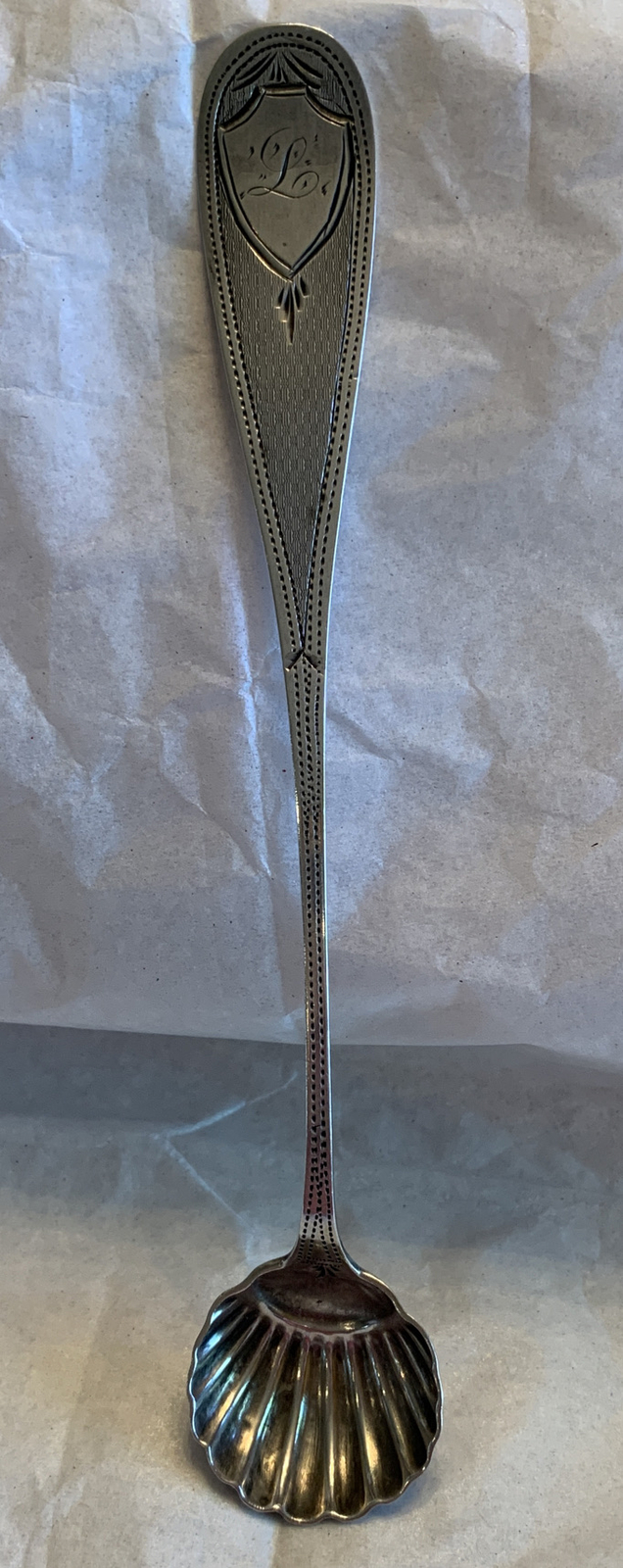 Antique coin silver Joseph Seymour Mustard Spoon C. 1840.