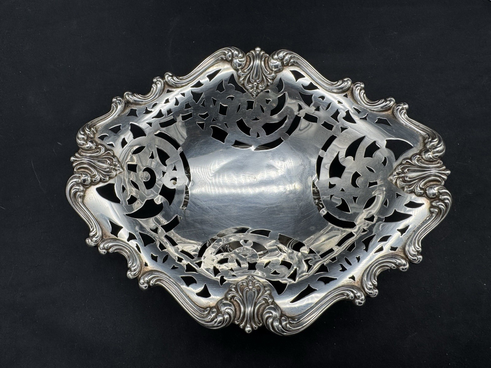 Antique Frank M. Whiting Sterling Silver Pierced Footed Bowl, 110 grams