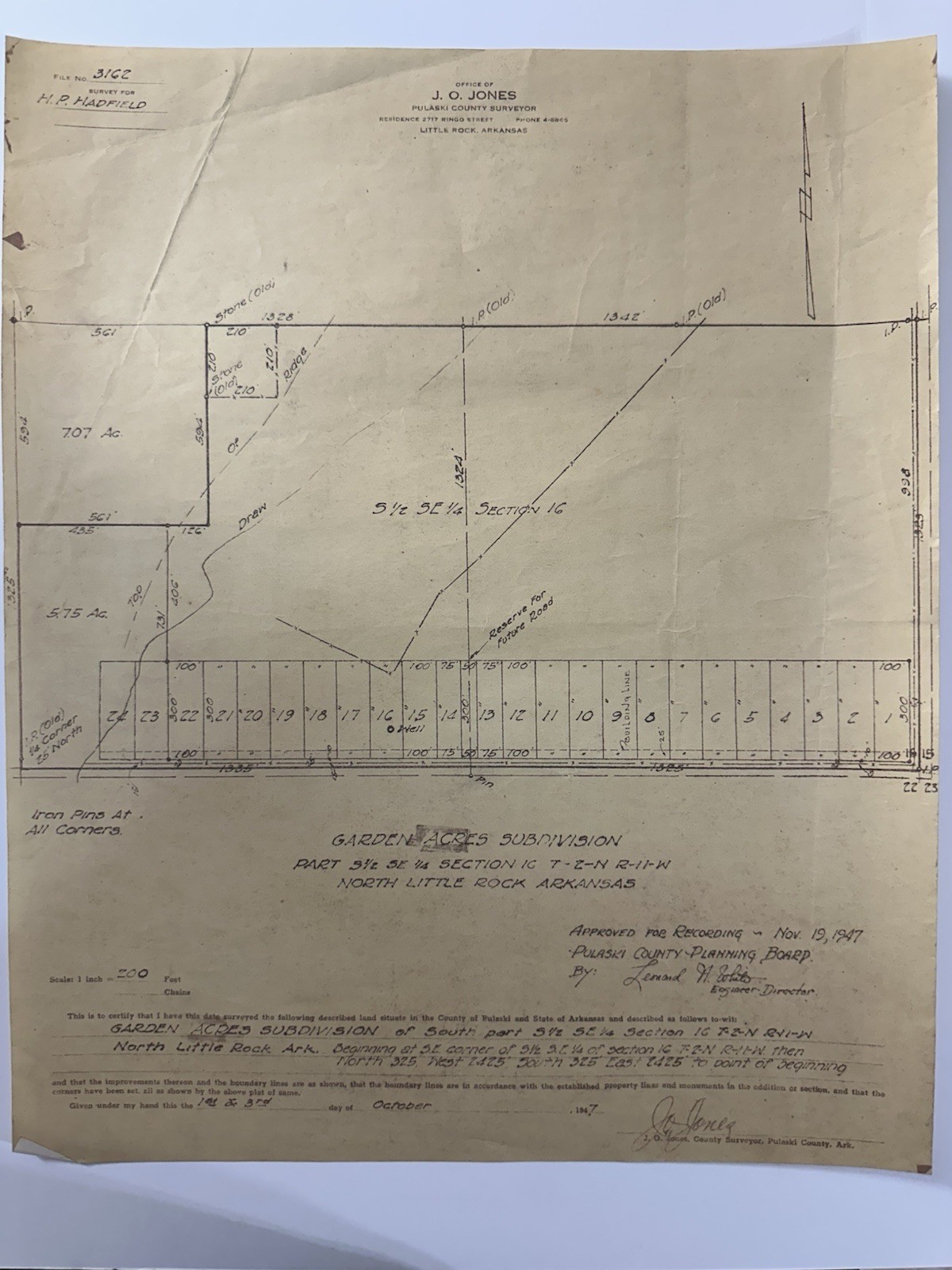 1947 Real Estate Plat Map – Garden Acres / Little Rock AR Architectural