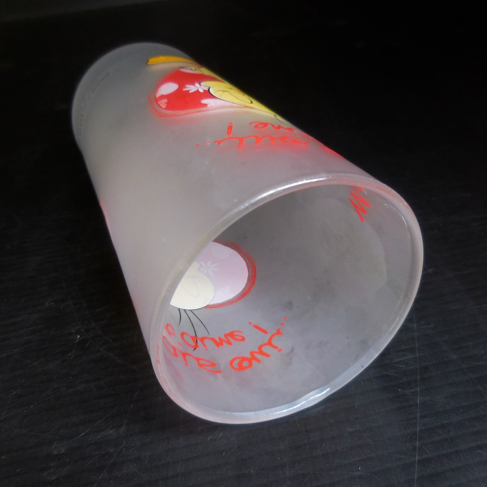 N23.270 Art Deco Table Glass Warner Bros Titi White Opaque But Yes I Love You