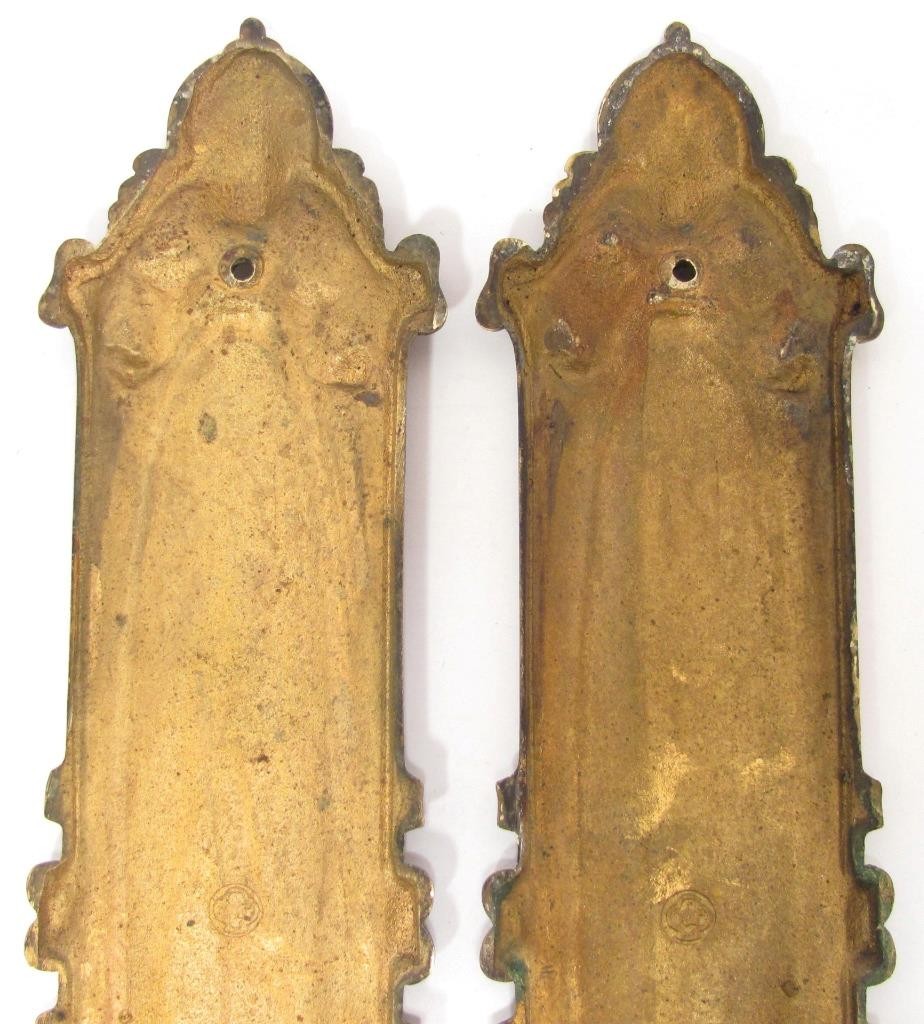 Antique Yale & Towne Largo Pattern Cast Solid Brass Push Finger Plates Door VTG