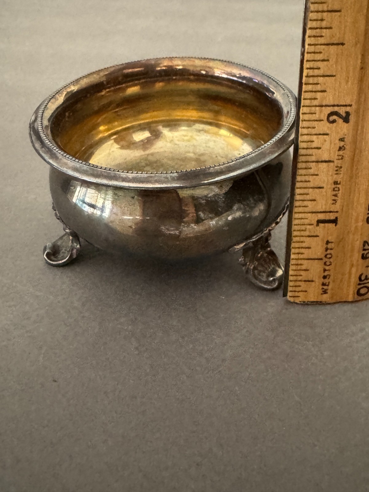 ROGERS BROS MFG GO GERMAN SILVER FOOTED OPEN SALT BOWL VINTAGE