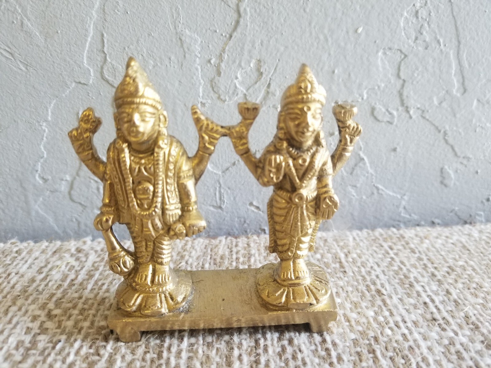 Lakshmi Narayan/Vishnu 100 % Brass Statue -3-inch Handcrafted Hindu Sculpture