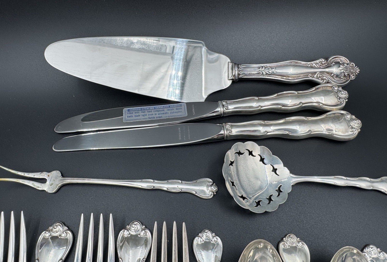 Gorham Sterling Silver Flatware Lot – Rondo & Antique Chantilly Mix – 440g