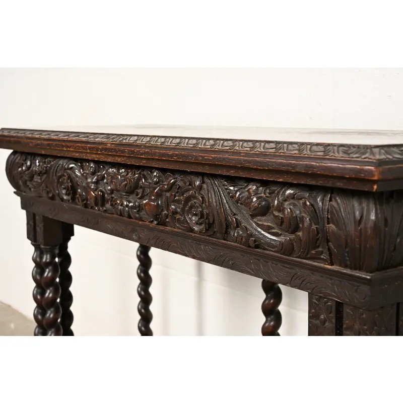 R. J. Horner Renaissance Revival Carved Oak Console Table, Circa 1890s