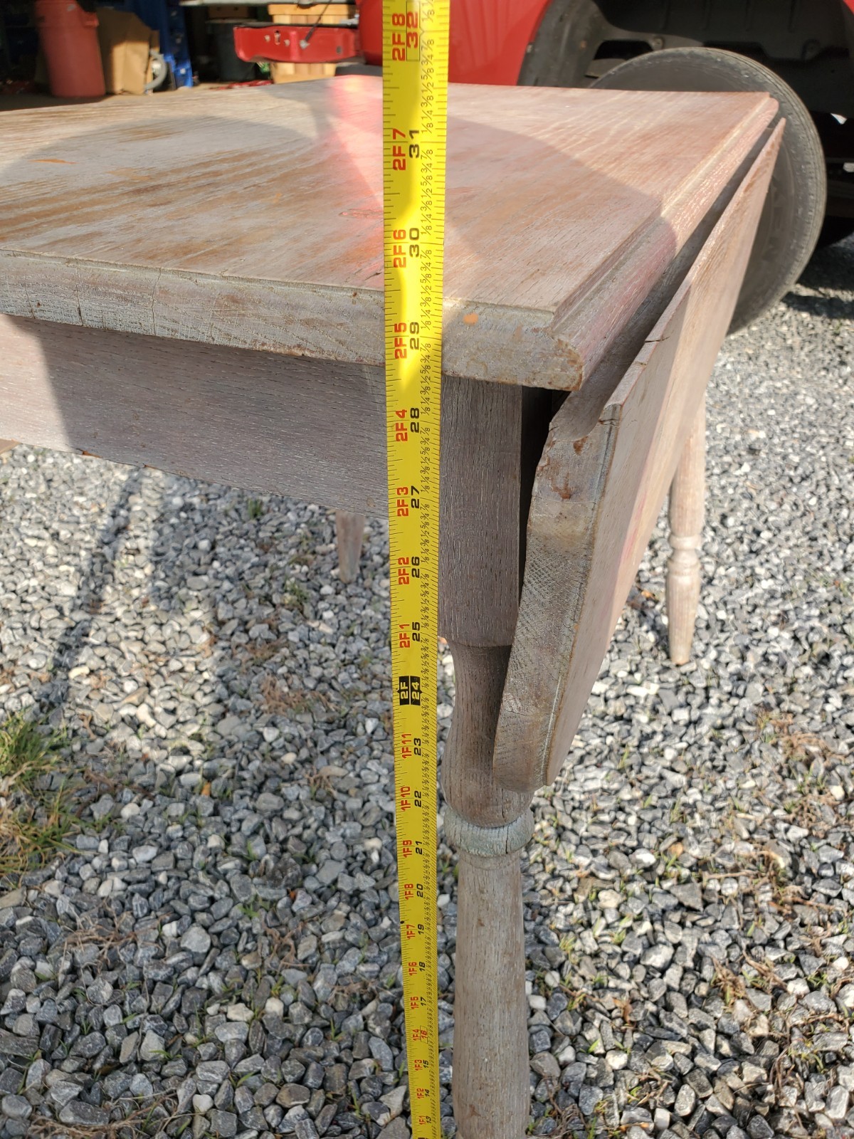 1930s Antique Drop Leaf Kitchen Table Solid Wood Gray Washed 36″ x 36″