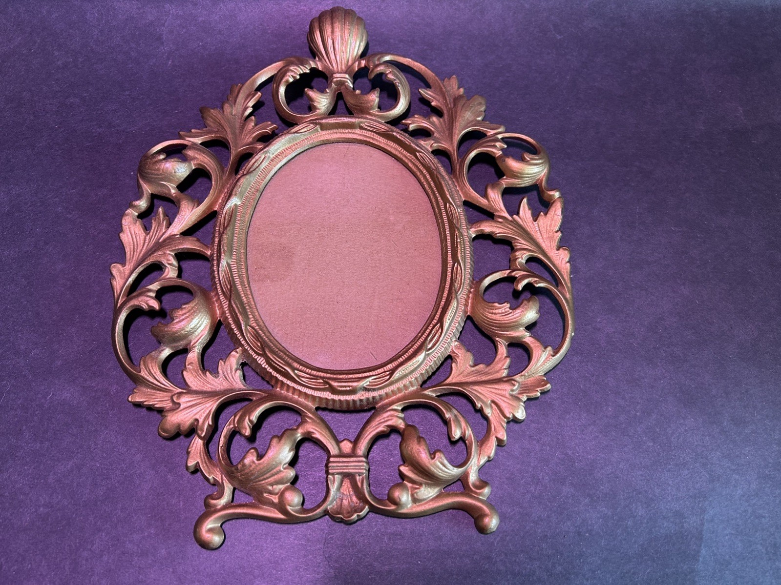 Antique Ornate Cast Iron Frame Mirror/picture frame. NO MIRROR GLASS.