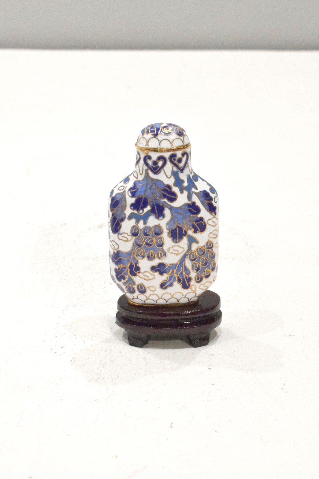 Chinese Cloisonne’ Flower Vase on Wooden Stand