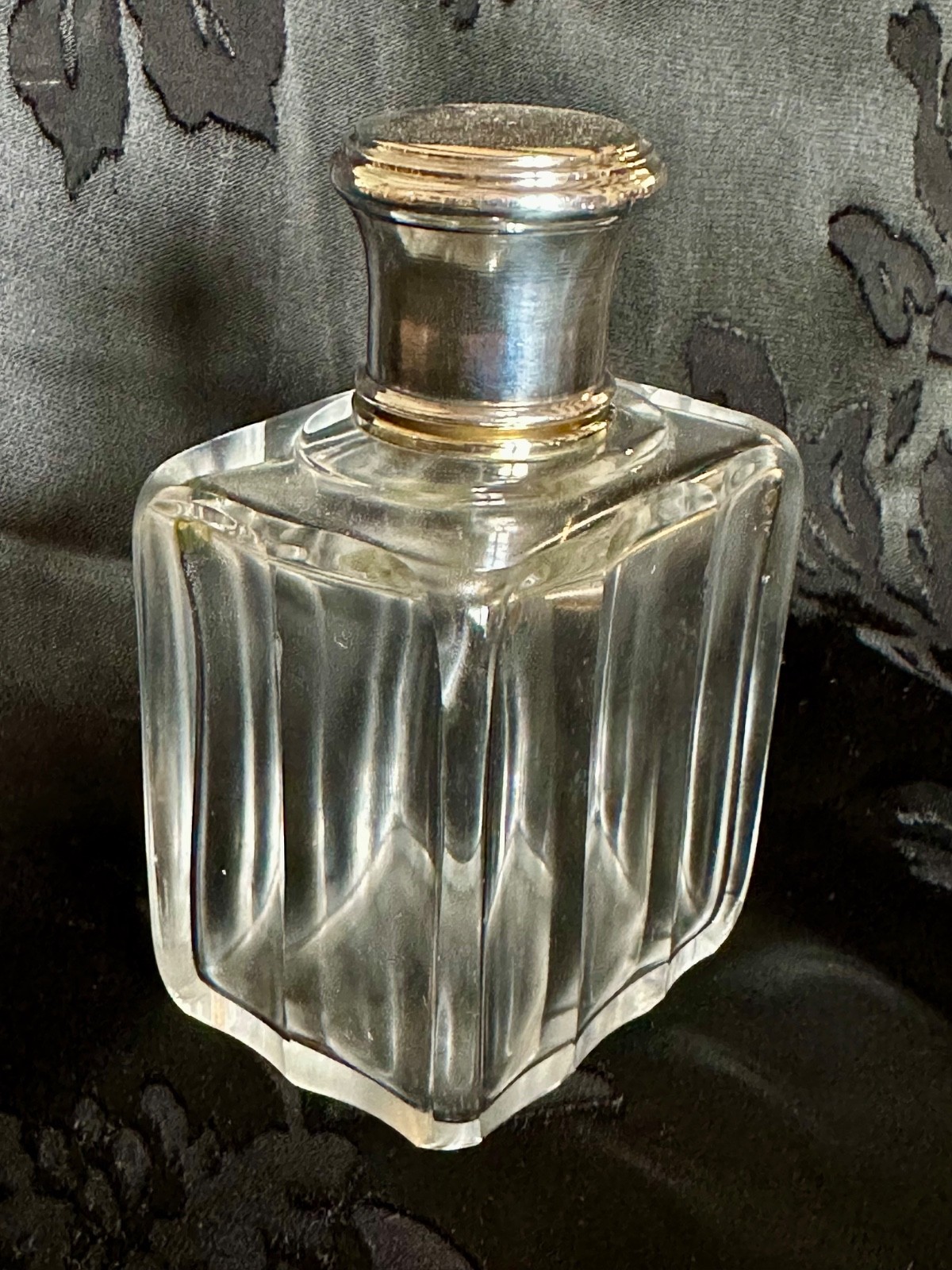 Antique Art Deco French 950 Silver Lid Collar Glass Vanity/Scent Bottle Stopper