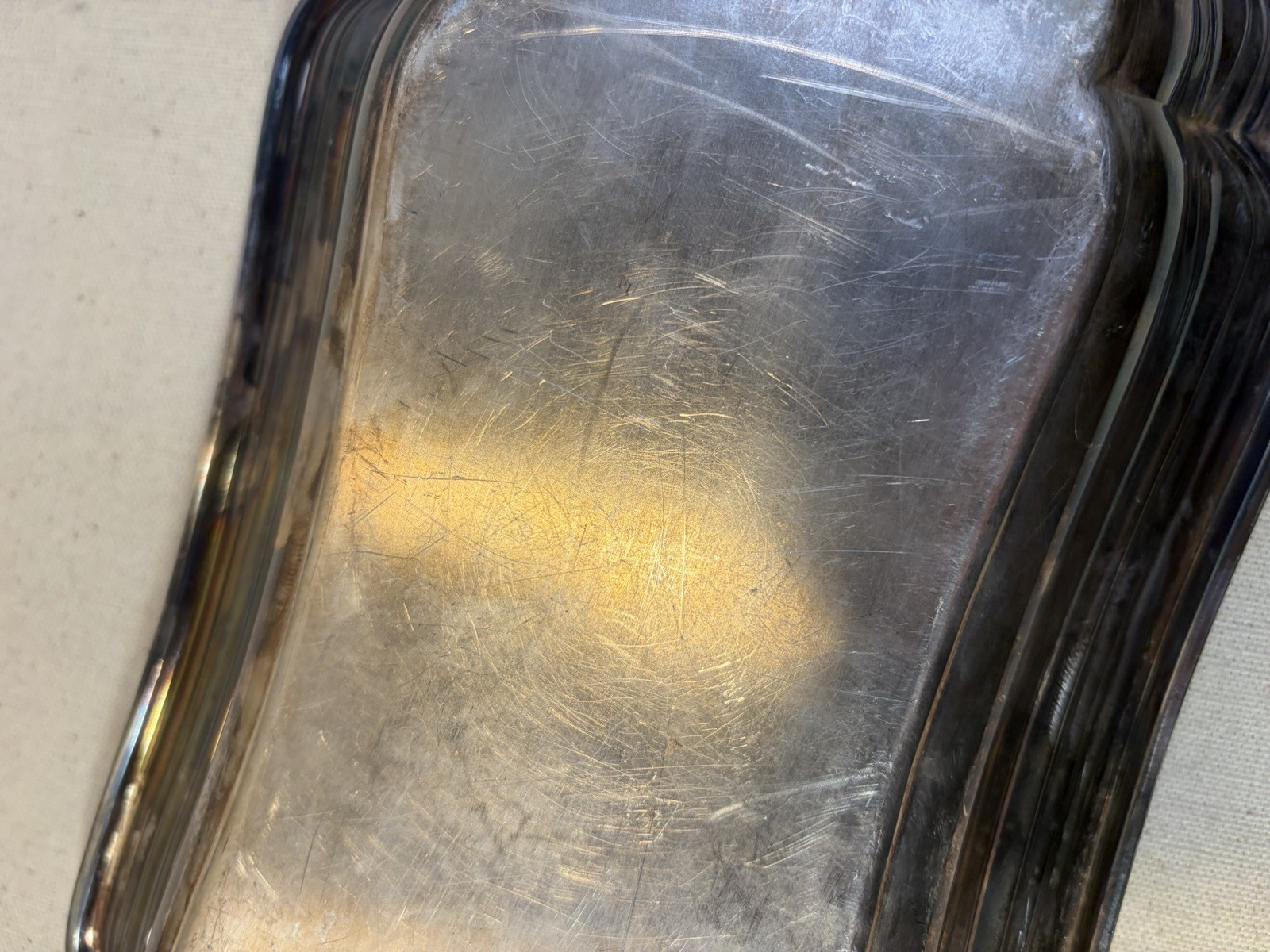 Vintage Silver Plated Serving Tray Rectangle Ornate Edge 13” Platter #002