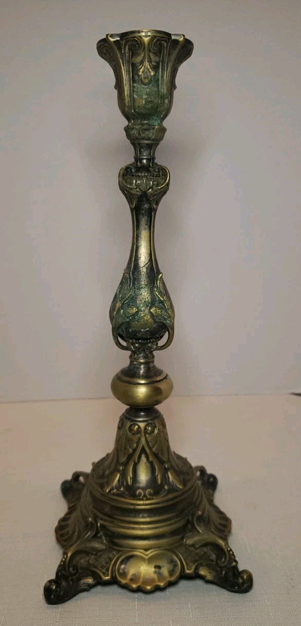 Antique NORBLIN & Co Silver Plated Brass Candlestick GALW WARSZAWA C. 1893-1896