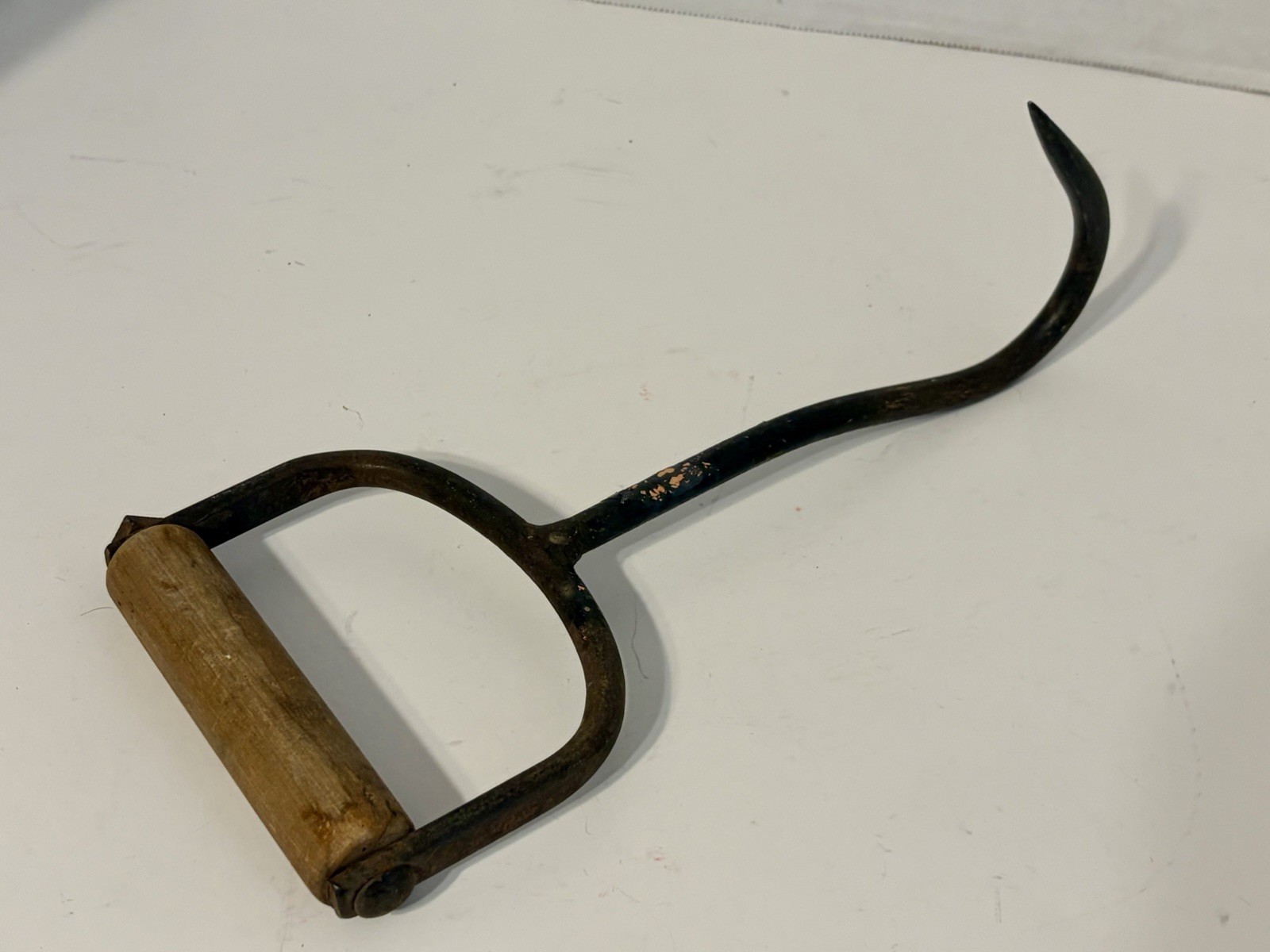 Antique Rustic Primitive Hay Straw Bale Hook Cast Iron/Wood Handle