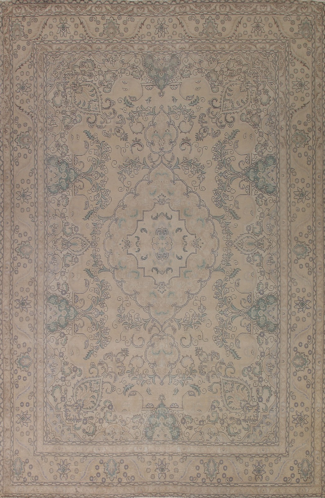 Distressed Traditional Area Rug 10×12 Hand-knotted Wool Vintage for Living Room