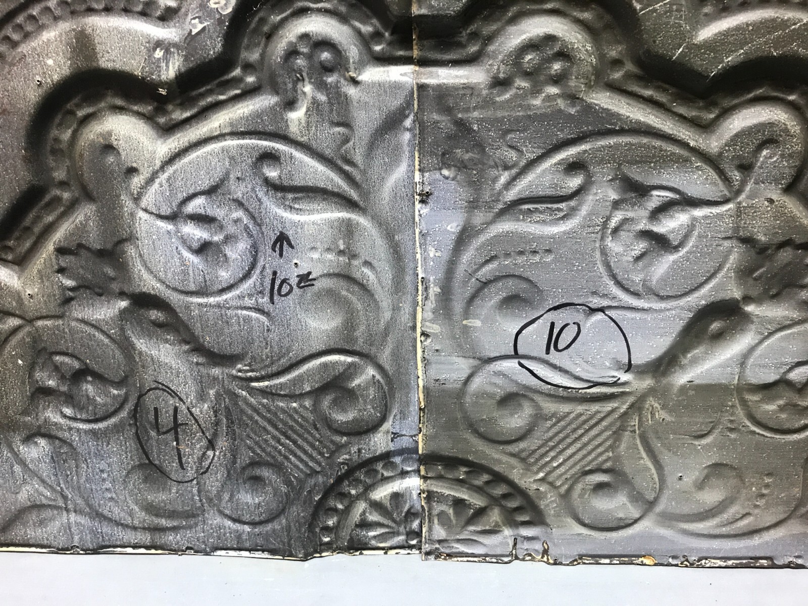 Antique VTG Decorative Pair Tin Ceiling Panels 19″ SQ. Arts & Crafts Old 713-24B