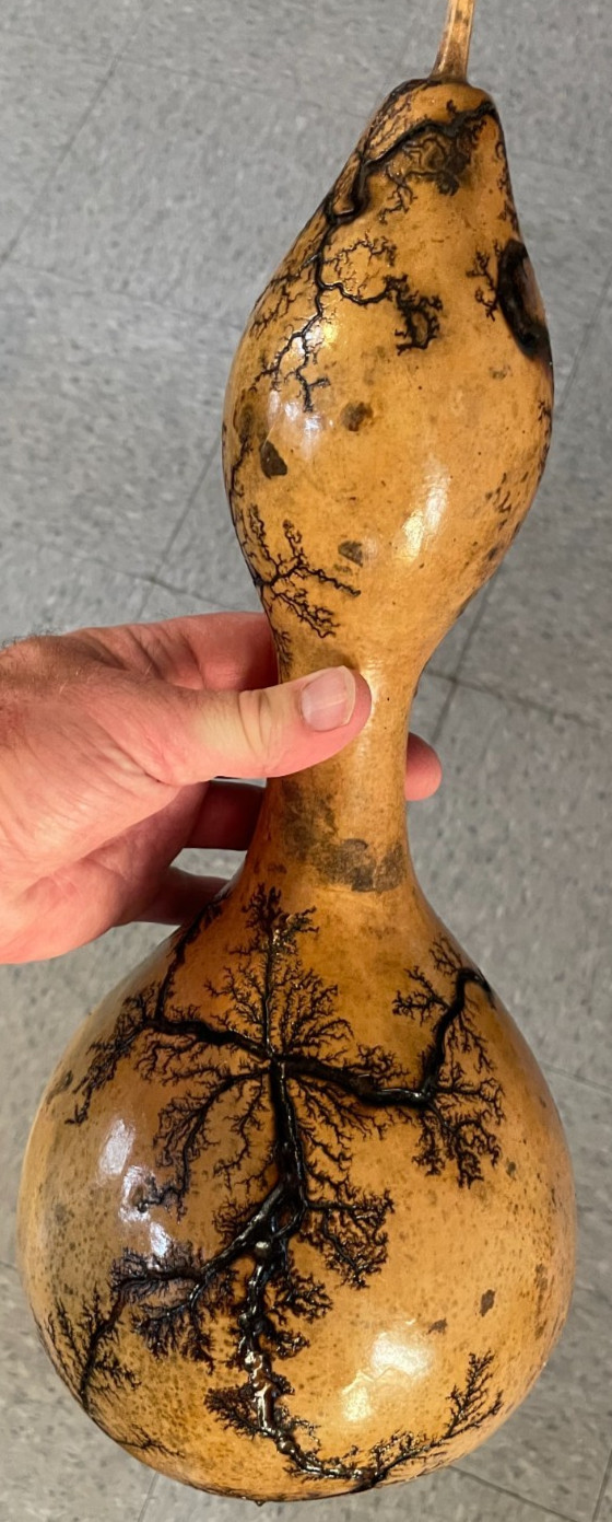 2 Vgt Primitive Pyrography Bottle Calabash Gourds 18 & 12″ Tall Decor Halloween
