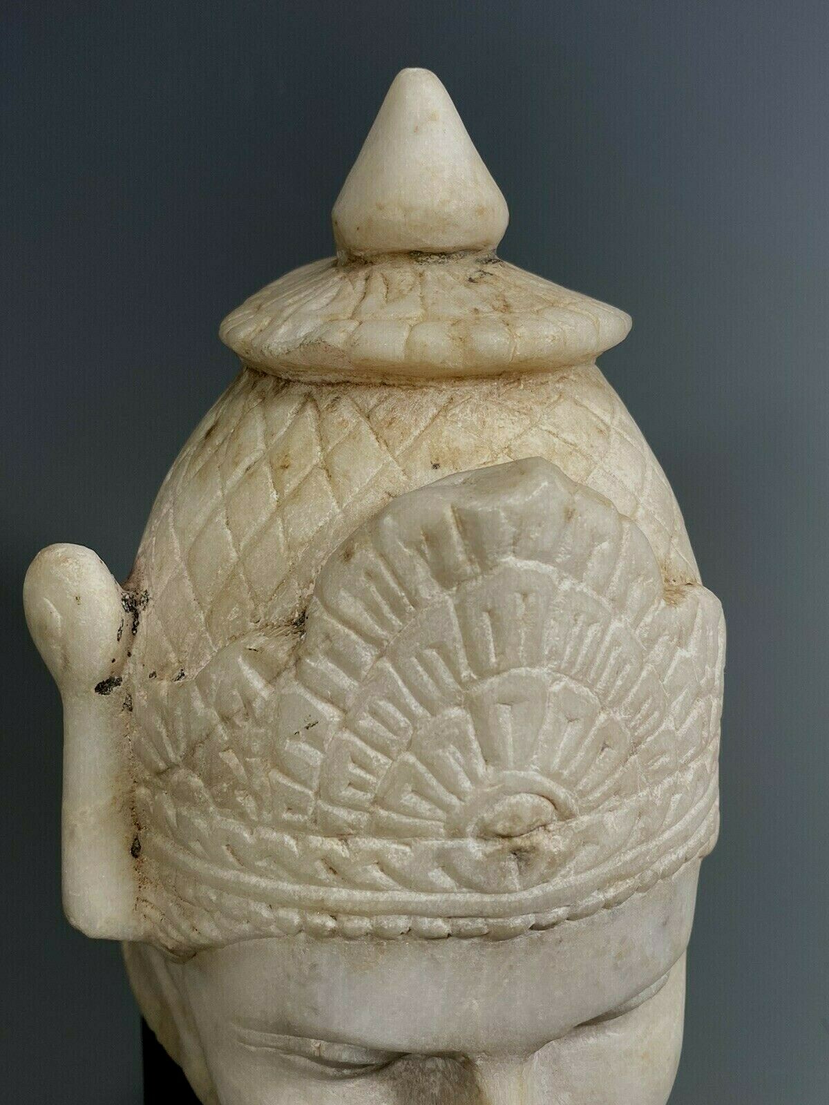 Fine RARE India Indian White Marble Head of Brahma ca. 19th c. possibly Earlier
