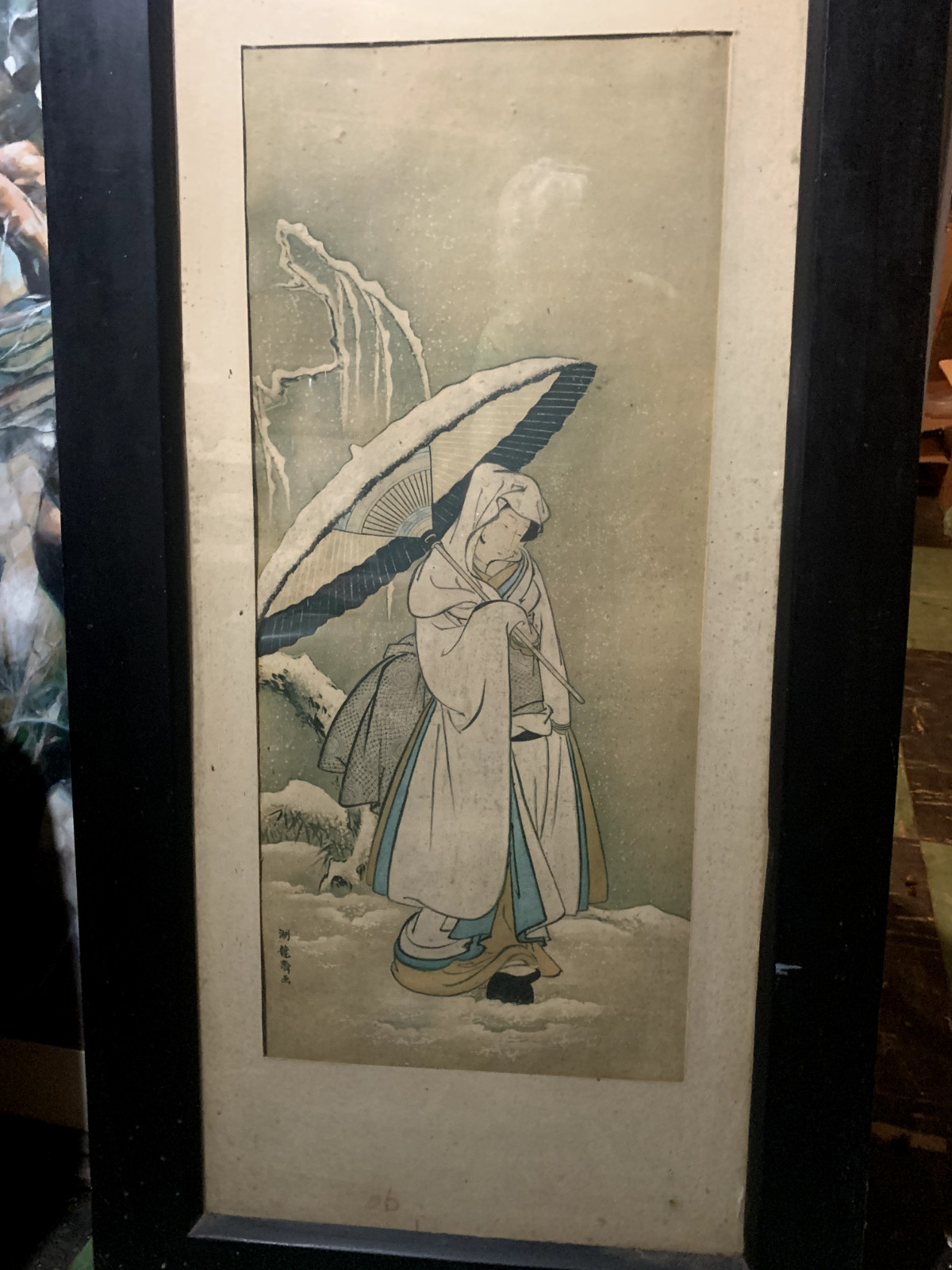 Original Signed Mid-19th C. JAPANESE WOOD BLOCK FRAMED