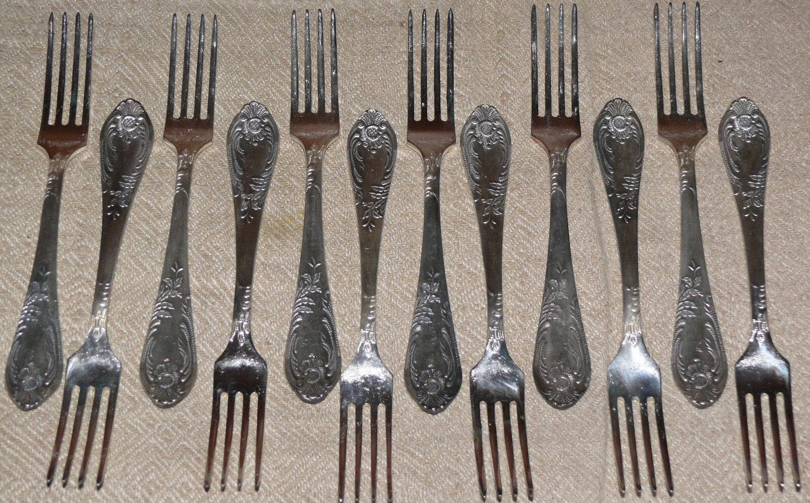12 pcs. Uncirculated Dessert Table Forks. Silver Plated. ZiSh MNC USSR