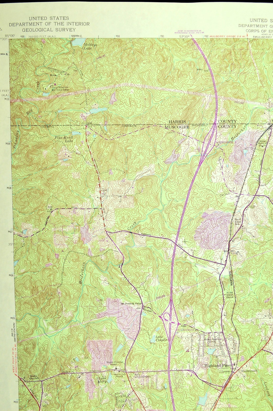 Fortson Georgia Map Columbus Glenns Lincoln Hills Highland Pines Muscogee County