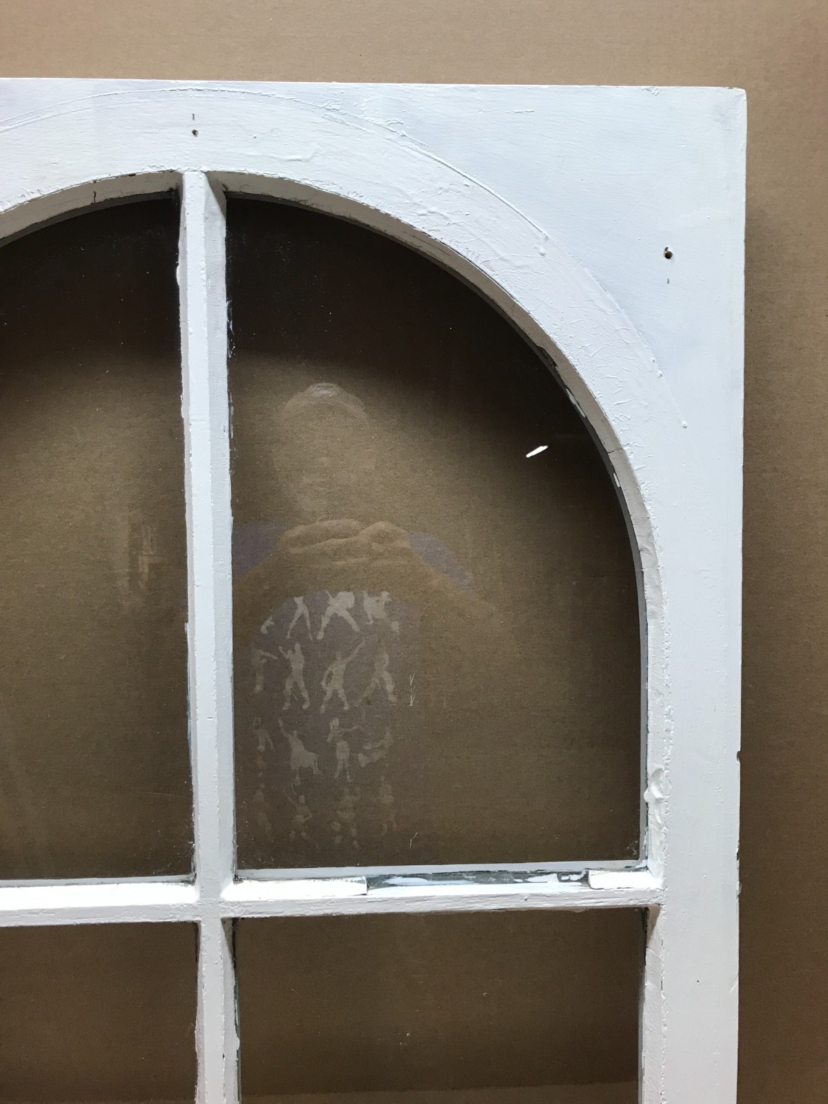 Antique VTG 4 Lite Shabby Arch Dome Glass Top Window Sash 27×41 Old 1211-26B