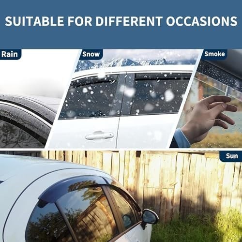 Rain Guards Window Visors Fit for 2009-2014 Ford F150 SuperCrew Cab Truck, Ou…