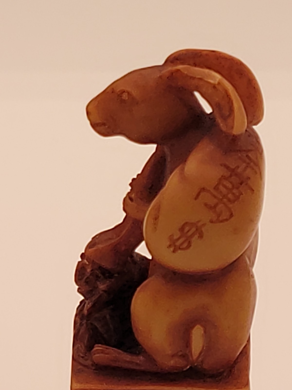 ANTIQUE Lot of 2 China Chinese Stone Hand Carved Dragon & Rabbit Seal Stamp