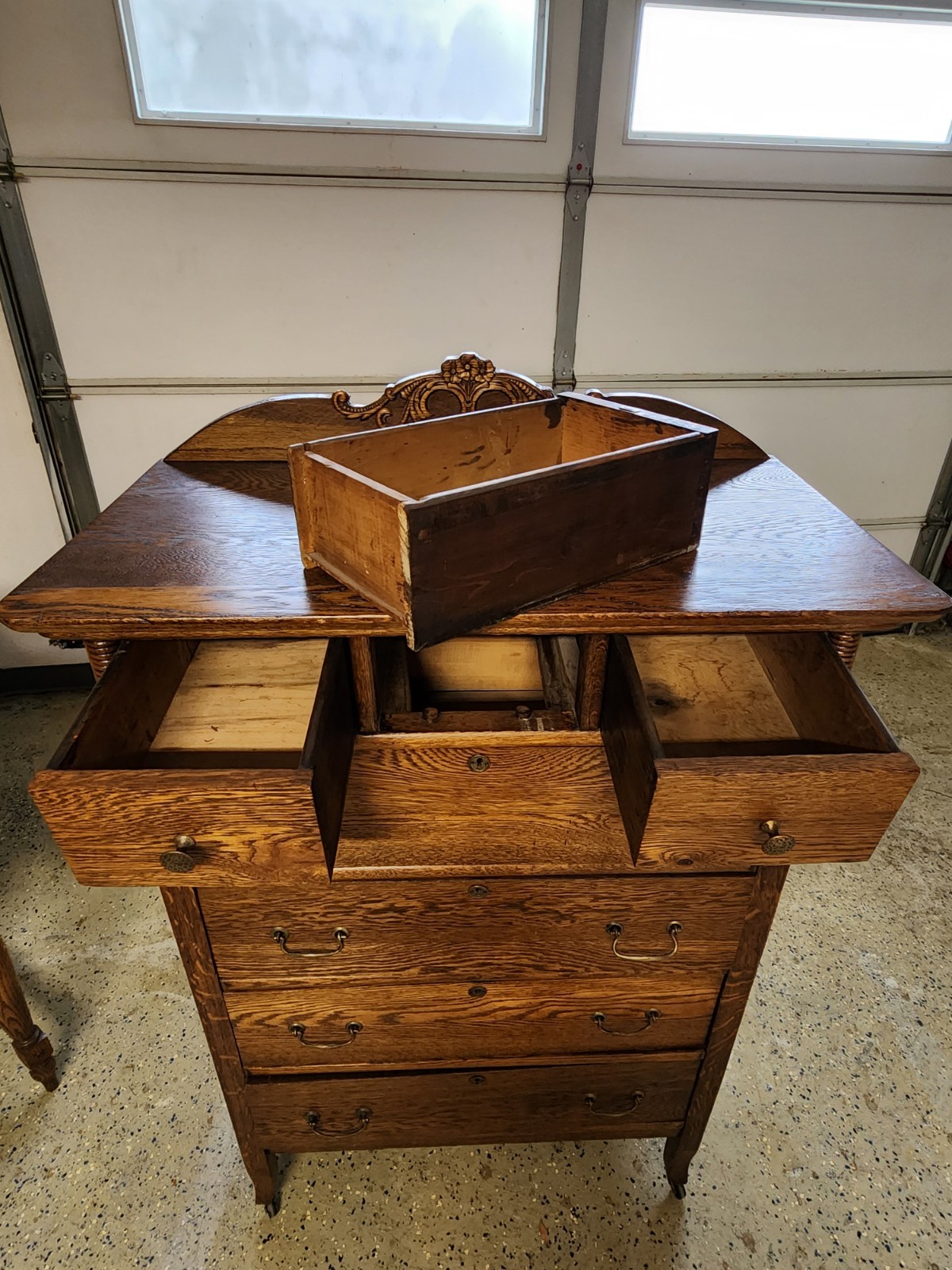 Vintage Oak Secretary, Roll Top Desk & Dresser