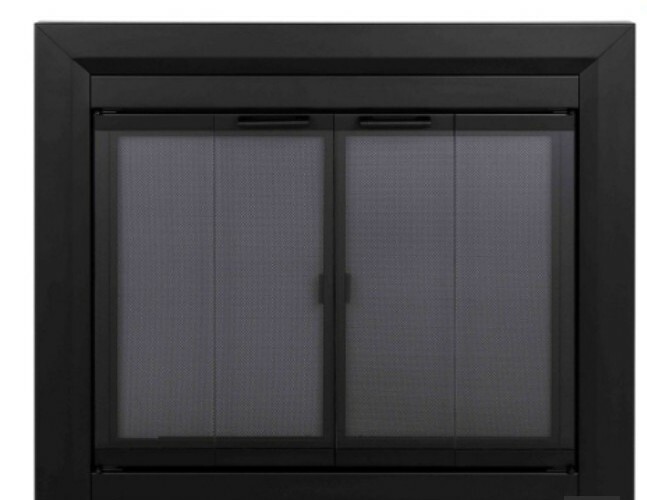 Pleasant Hearth Clairmont Black Medium Bi-Fold Fireplace Doors Temper