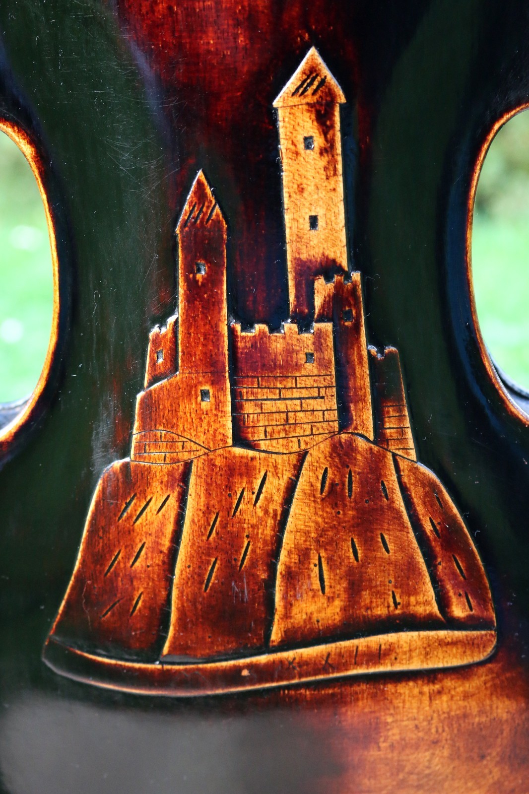 19th century OLD BOHEMIAN VIOLIN with handcrafted Castle LISTEN SOUND! ID:1032