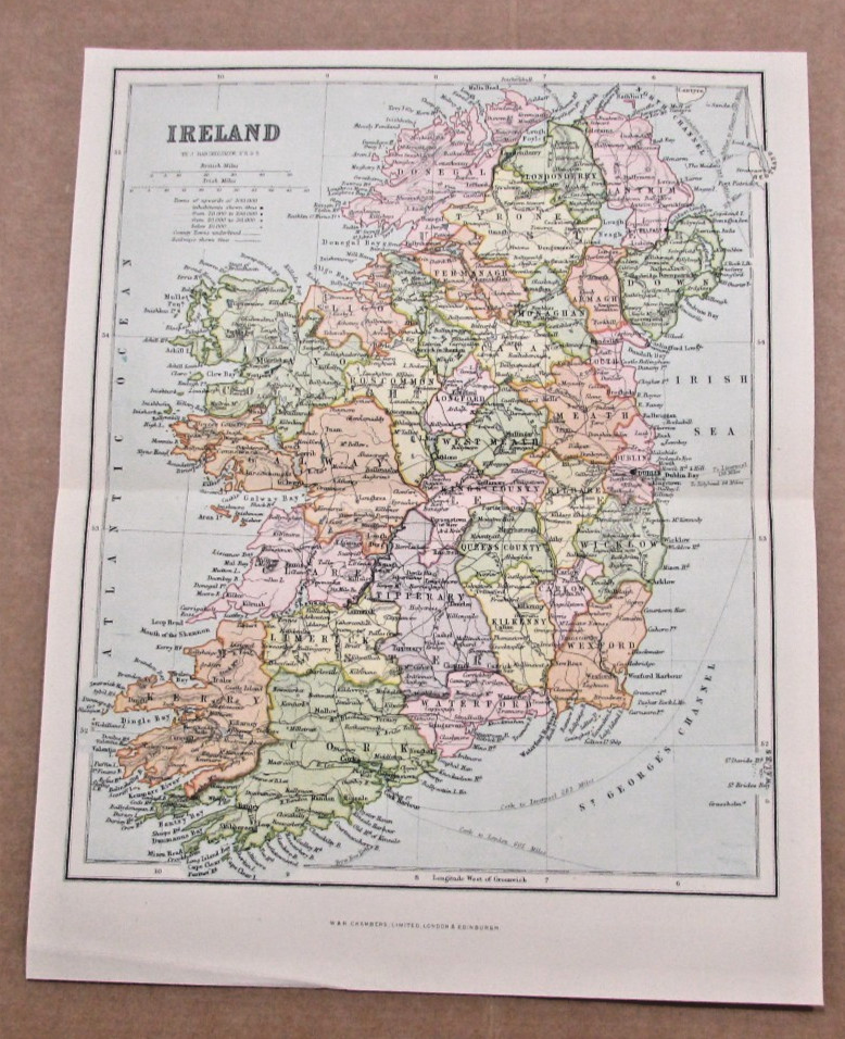 Ireland Antique Map W&R Chambers