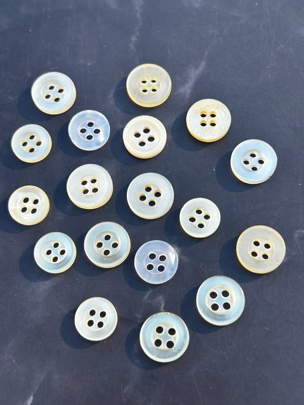 1990s -18 Beige Plastic Buttons 3/8″ – 1/2″ Rims & 4 Sew Holes for Crafts B40