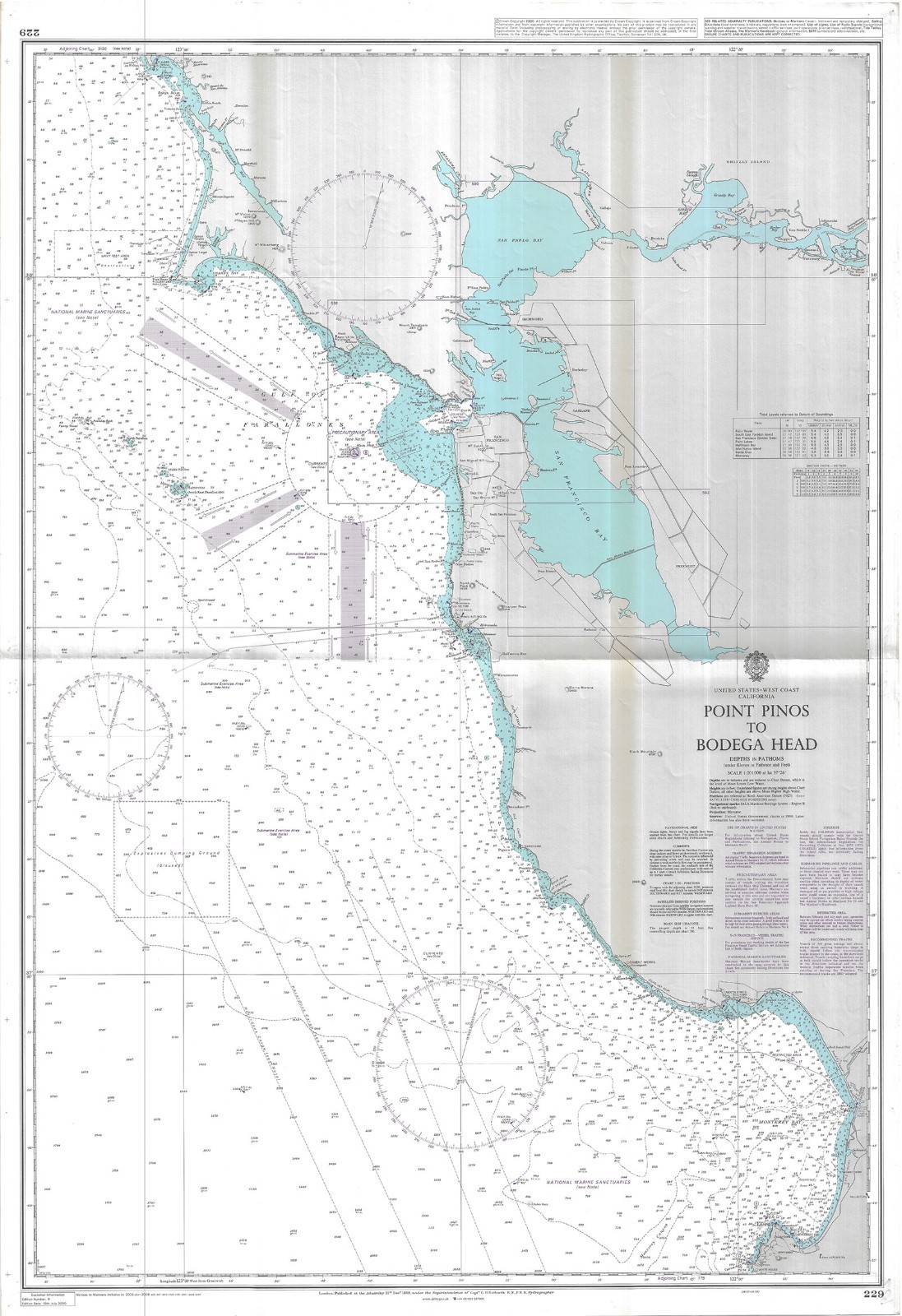 229 US West Coast California Point Pinos Bodega Head Chart Map Marine Admiralty