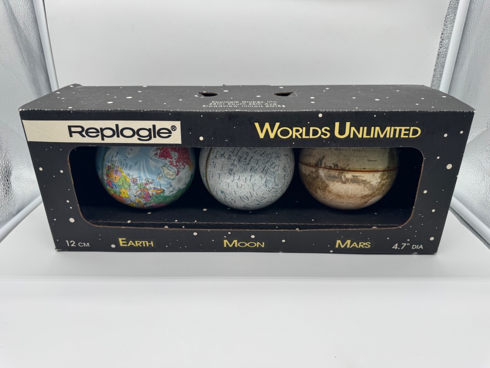 Replogle Worlds Unlimited Earth Moon Mars Globes 4.7″