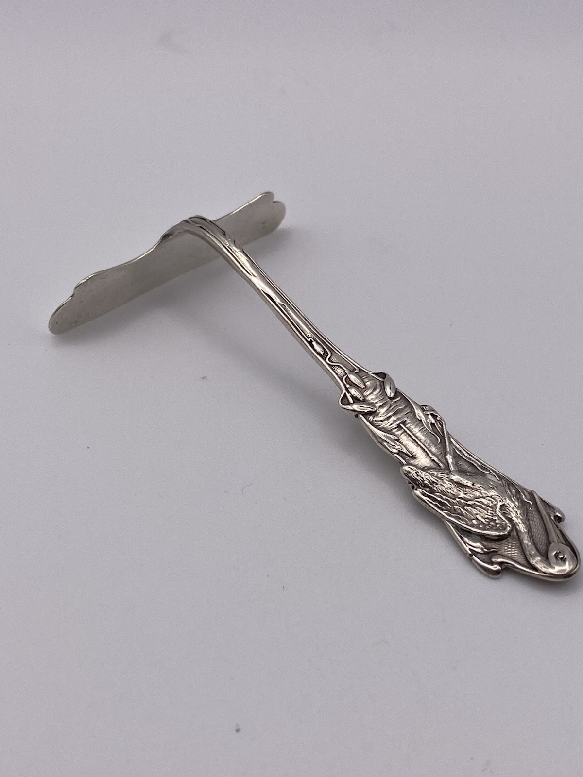 Unique Sterling Silver Baby Food Pusher w/Stork Motif