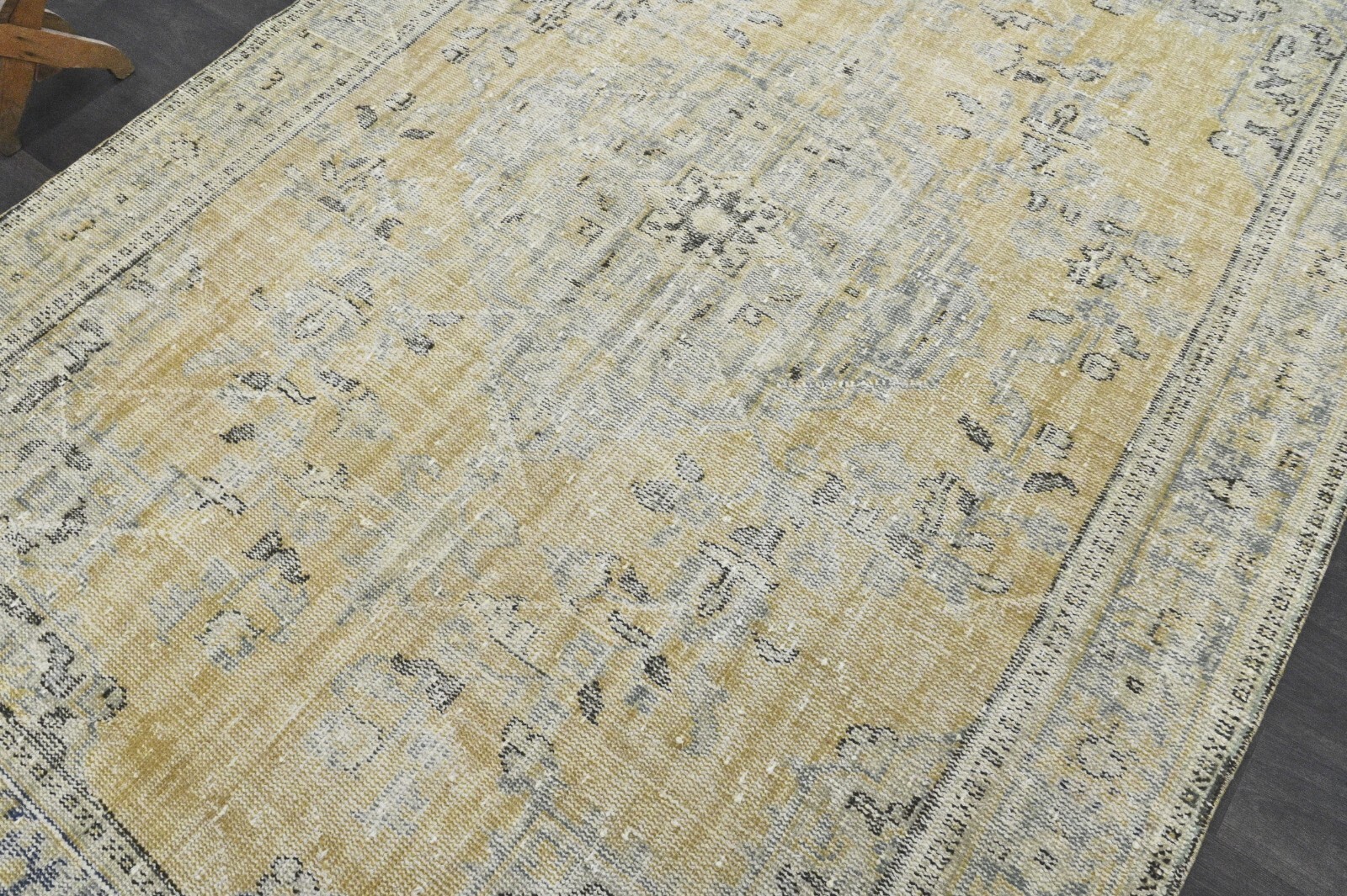 Oushak Turkish Vintage Rug 7×10 Kilim Rug Anatolian Handmade Boho Decor YELLOW