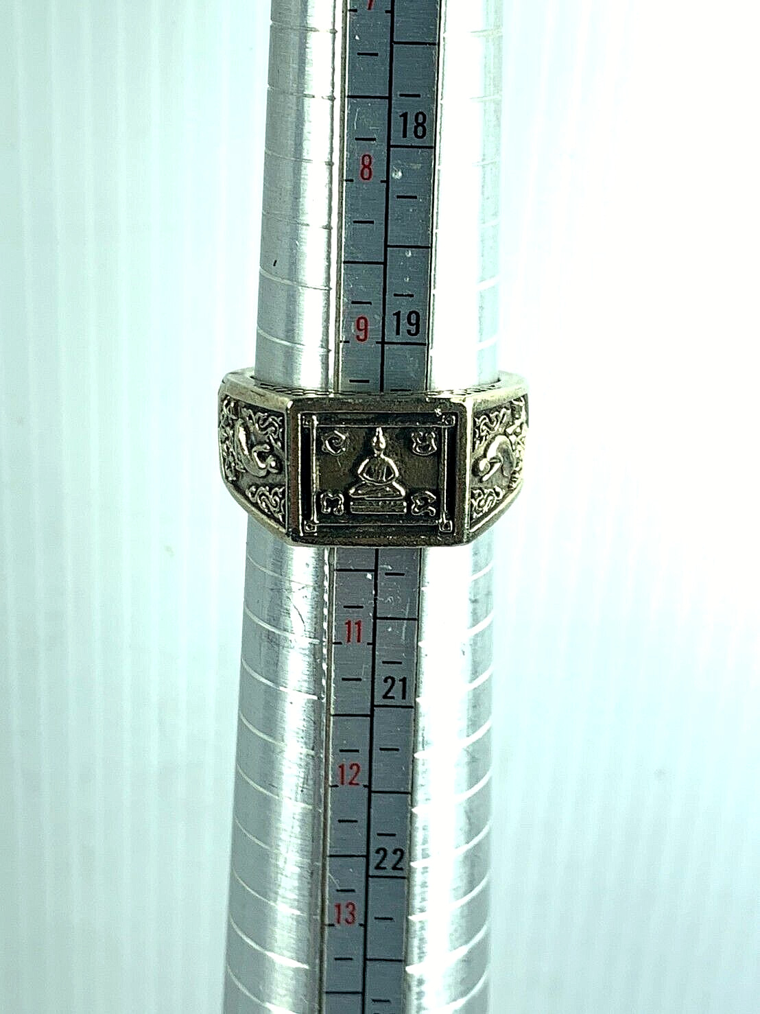 SIZE 10.5 US. REAL B. E. 2524 ALPACA BUDDHA NANG KWAK LP RUAY RING THAI AMULET